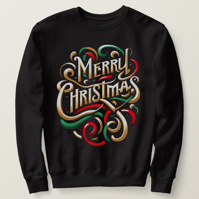 Merry Christmas Red Green Gold Sweatshirt (Design Front)