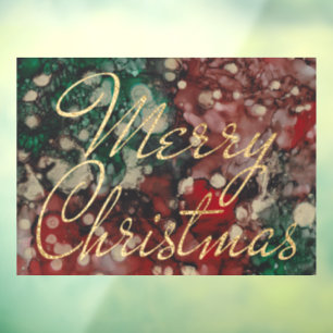 Merry Christmas Red Green Gold Window Cling