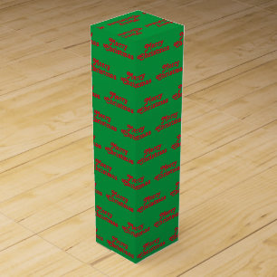 "Merry Christmas" red green Holiday Gift Wine Box