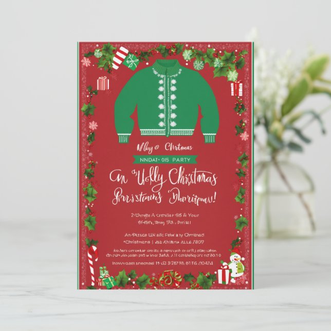 Merry Christmas Red & Green Invitation (Standing Front)