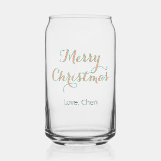 merry christmas red green name love stylish modern can glass
