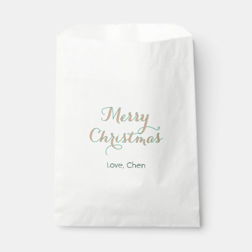 merry christmas red green name love stylish modern favor bag
