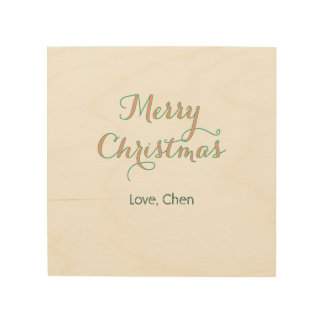 merry christmas red green name love stylish modern wood wall art