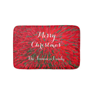 Merry Christmas Red Green, Name, Plush Bathroom Mat