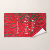 Merry Christmas Red Green Personalized Name Bath Towel Set (Hand Towel)