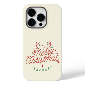 Merry Christmas Red Green Personalized Reindeer Case-Mate iPhone 14 Pro Case
