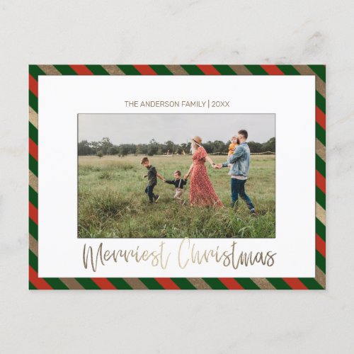 Merry Christmas Red Green Photo Holiday Postcard