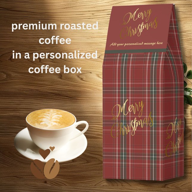 Merry Christmas Red Green Plaid Personalized  Roasted Coffee (Creator Uploaded)