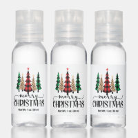 Merry Christmas Red Green Plaid Trees  Hand Sanitizer