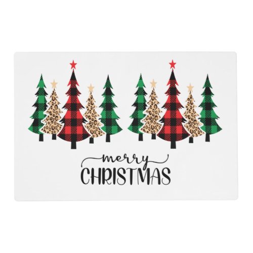 Merry Christmas Red Green Plaid Trees  Placemat