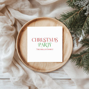 Merry Christmas Red Green Retro Typography Napkins