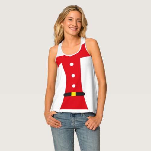 merry christmas red green santa claus tank tops