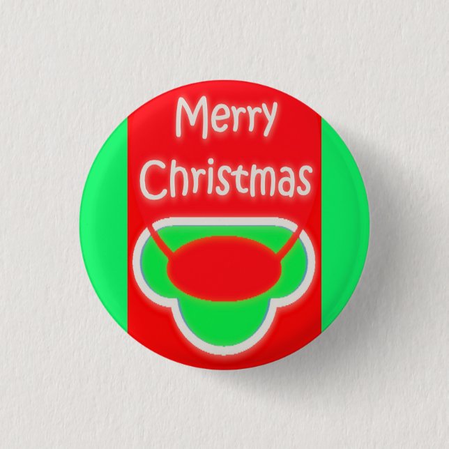 MERRY CHRISTMAS RED GREEN TEXTED BUTTON (Front)