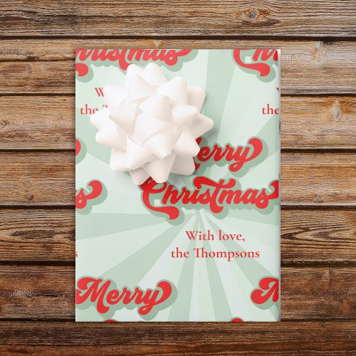 Merry Christmas Red Green Whimsical Retro Custom  Wrapping Paper