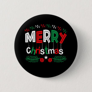 Merry Christmas Red Green White Button