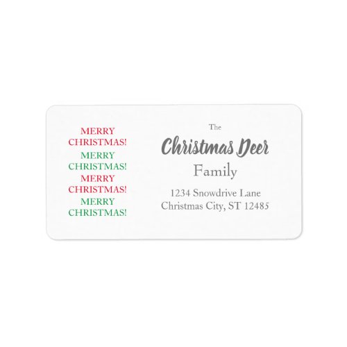 Merry Christmas Red Green White Return Address Label
