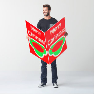 Merry Christmas red green with poem Card
