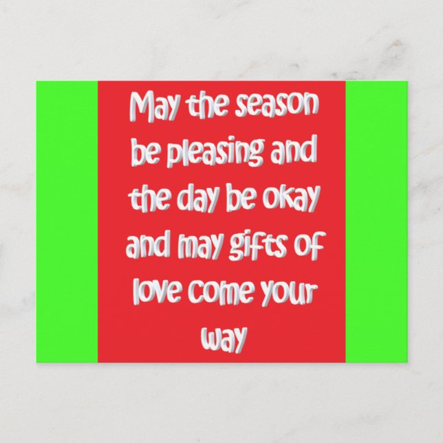 Merry Christmas red green with poem Postcard (Front)
