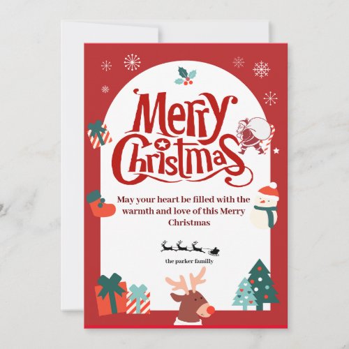  Merry Christmas Red Holiday Card