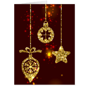 Merry Christmas Red Holiday Glitter Sparkling Card