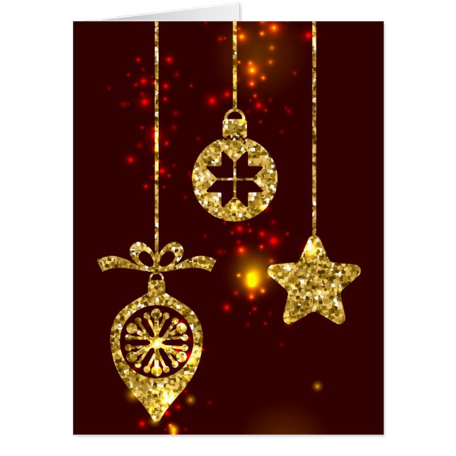 Merry Christmas Red Holiday Glitter Sparkling Card (Front)