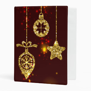 Merry Christmas Red Holiday Glitter Sparkling Mini Binder