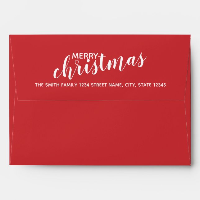 'Merry Christmas' Red Holiday Greeting Card Envelope (Back (Top Flap))