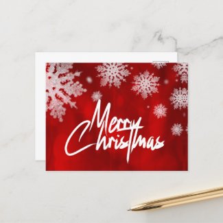 Merry christmas red Holiday Postcard