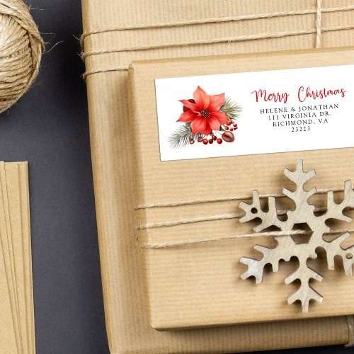 Merry Christmas Red Holiday Return Address Label