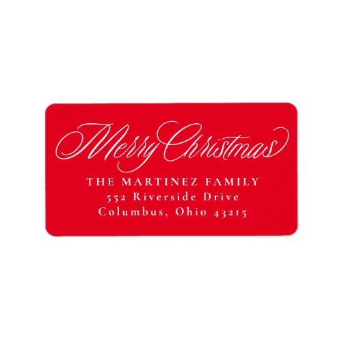 Merry Christmas red holiday return address Label