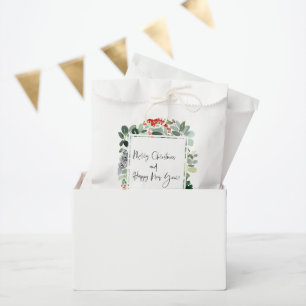 Merry Christmas Red Holly Modern Script Favor Bag