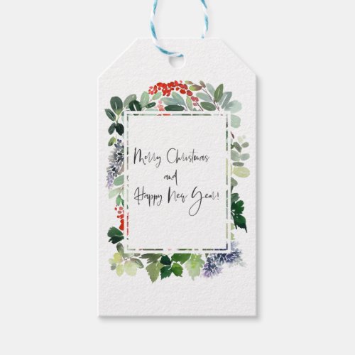 Merry Christmas Red Holly Modern Script  Gift Tags