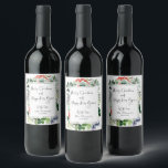 Merry Christmas Red Holly Modern Script  Wine Label<br><div class="desc">Design features Red holly berries and green botanical leaves with a Merry Christmas and Happy New Year in a modern brush script.</div>