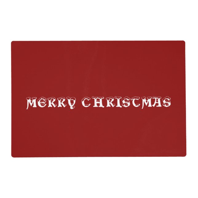 Merry Christmas Red Laminated Placemat (Front)