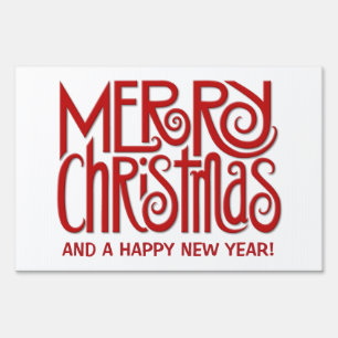 Merry Christmas red Large Yard Sign