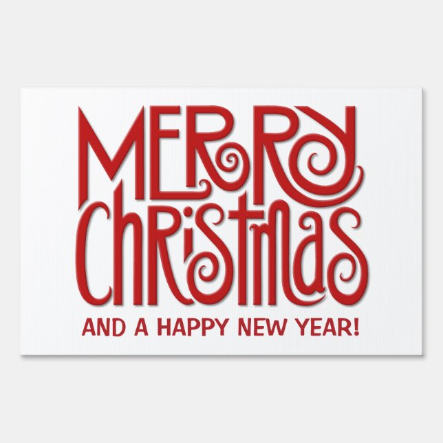 Merry Christmas red Large Yard Sign (Front)