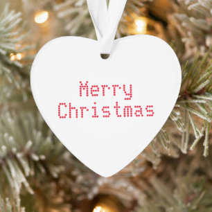 "Merry Christmas" red letters white background Ornament