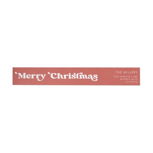 Merry Christmas Red Minimalist Modern Typography Wrap Around Label