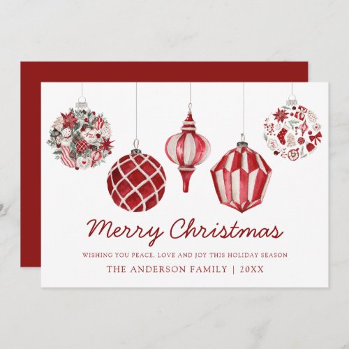 Merry Christmas Red Ornament Holiday Card