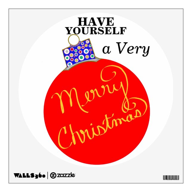 Merry Christmas Red Ornament  Wall Decal (Front)