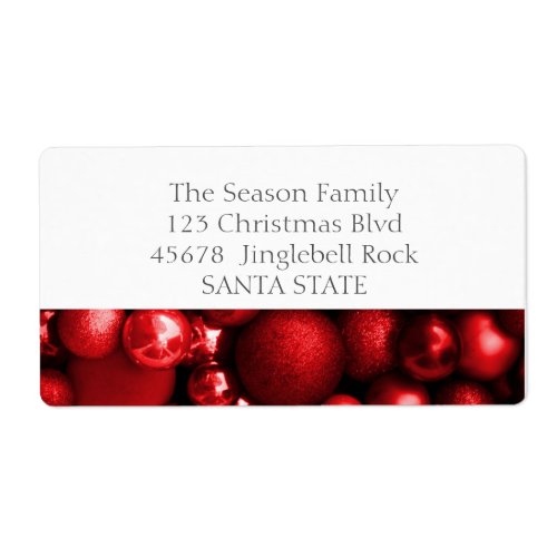 Merry Christmas red ornaments Holiday Label