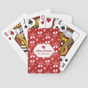 Merry Christmas Red Pattern Christmas Bell Poker Cards