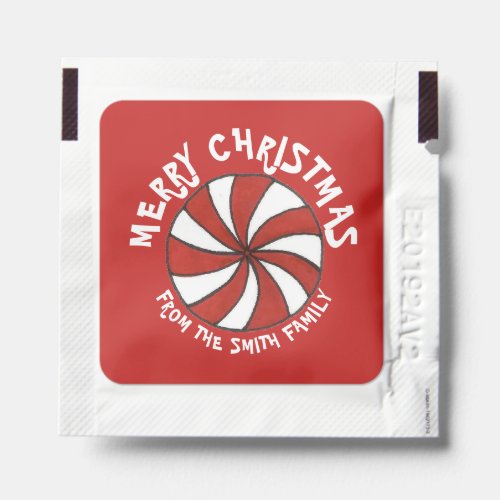 Merry Christmas Red Peppermint Hard Candy Cane Hand Sanitizer Packet