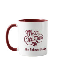 Merry Christmas Red Personalized Family Name