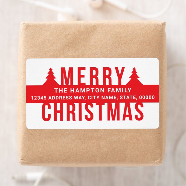 Merry Christmas Red Pines Address Label (Insitu)