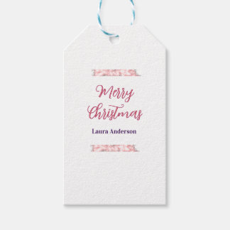 merry christmas red pink glitter lines name retro  gift tags