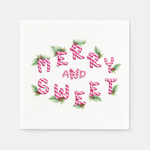 Merry Christmas Red Pink Holiday Party Napkins
