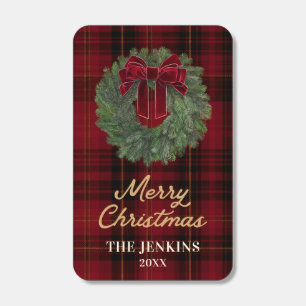 Merry Christmas Red Plaid Favor Matchboxes