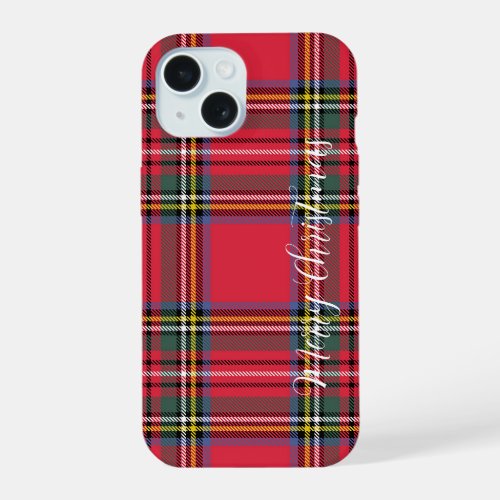 Merry Christmas Red Plaid  iPhone 15 Case