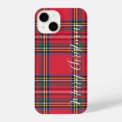 Merry Christmas Red Plaid  iPhone 14 Case
